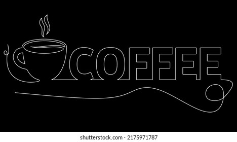 Coffee line drawing style and isolated on a white background