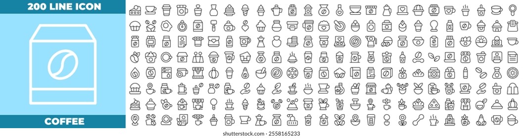 Coffee Line Editable Icons set. Vector illustration in modern thin line style of coffee icons: coffee, mug, hot, etc