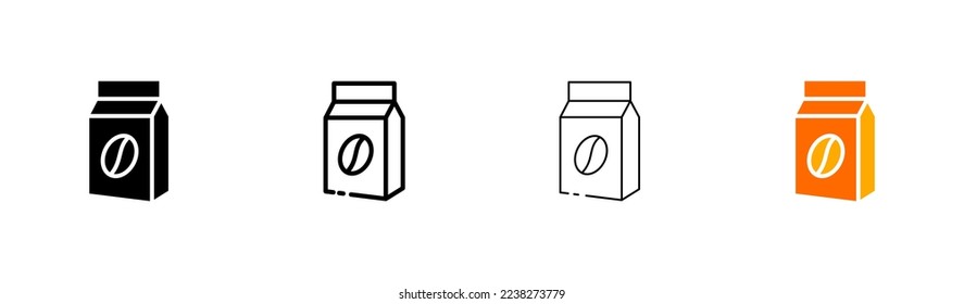 Coffee line and flat icon set. Pack, grain, boiling water, coffee, drink, coffee shop, conversation, espresso, coffee grounds, cappuccino, nature. food concept. Vector flat and black line icon set