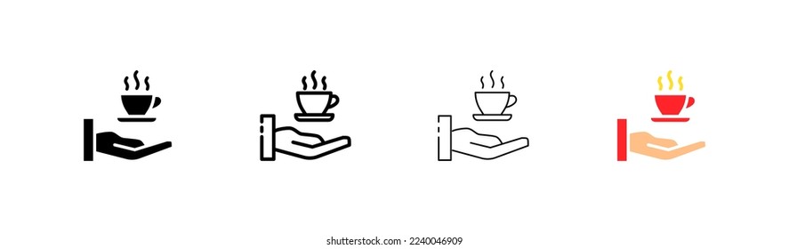 Coffee line and flat icon set. Pack, grain, boiling water, coffee, drink, coffee shop, conversation, espresso, coffee grounds, cappuccino, nature. food concept. Vector flat and black line icon set