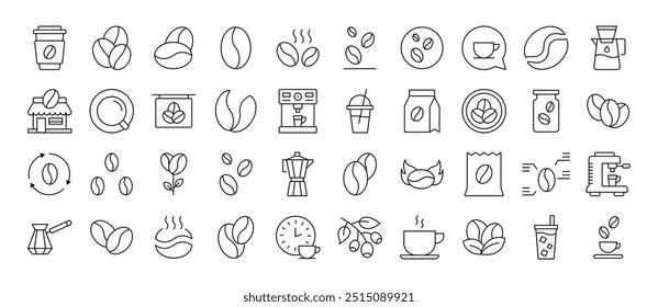 Coffee Line Icon Collection. Editable Stroke. Minimalistic Linear Pictogram for Design of Cards, Apps, Banners, Posts