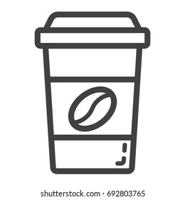Coffee line icon, food and drink, cappuccino sign vector graphics, a linear pattern on a white background, eps 10.