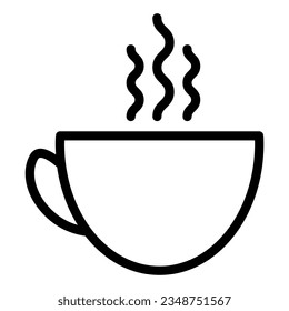 Coffee line icon. Hot drink in a cup with steam illustration isolated on white. Cup of tea outline style designed for and app. Eps 10.