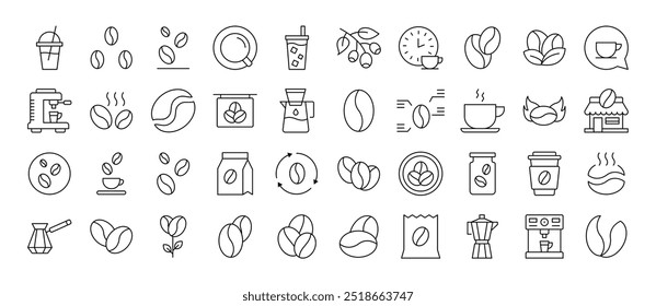 Coffee Line Icon Pack. Editable Stroke. Minimalistic Linear Pictogram for Design of Cards, Apps, Banners, Posts