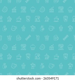 Coffee line icon pattern set