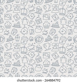 Coffee line icon pattern set