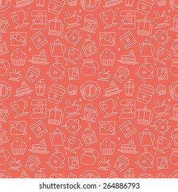 Coffee line icon pattern set