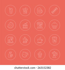 Coffee line icon set