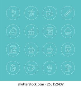 Coffee line icon set