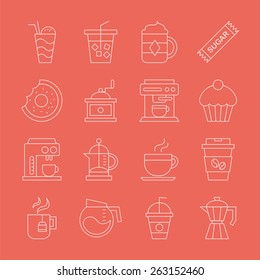 Coffee line icon set
