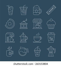 Coffee line icon set