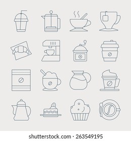 Coffee line icon set