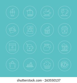 Coffee line icon set