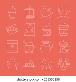 Coffee line icon set