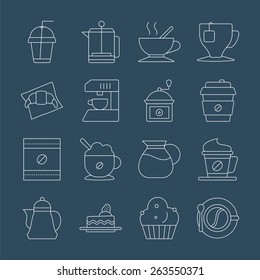 Coffee line icon set