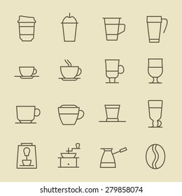 Coffee line icon set
