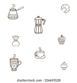Coffee line icon set