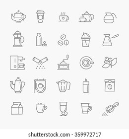 Coffee line icon set