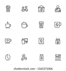 Coffee line icon set. Beans, cup, cappuccino. Drink concept. Can be used for topics like morning, coffee break, coffee shop