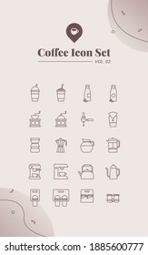 Coffee line icon set with editable stroke. Vol 02.