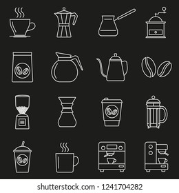 Coffee line icon set.  Outline signs for coffee shop. Vector illustration.