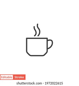 Coffee line icon. Simple outline style. Drink, glass, tea, water, chocolate, coffe cup, kitchen, restaurant concept. Vector illustration isolated on white background. Editable stroke EPS 10