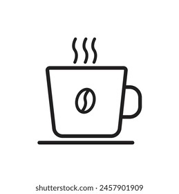 Coffee line icon. Simple outline style. Drink, glass, tea, water, chocolate, coffe cup, kitchen, restaurant concept. Vector illustration isolated on white