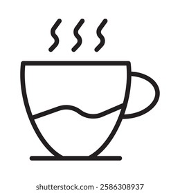 Coffee line icon. Simple outline style. Drink, glass, tea, water, chocolate, coffe cup, kitchen, restaurant concept. Vector illustration isolated on white background. Editable stroke EPS 10