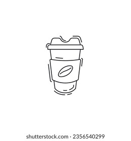 coffee line icon. take away coffee in a disposable cup thin line icon.