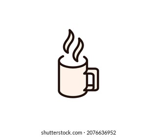 Icono de línea de café. Símbolo vectorial en estilo plano y a la moda sobre fondo blanco. Canto de Office para diseño.