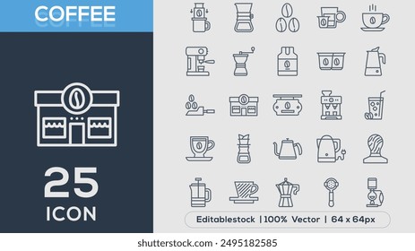 COFFEE line icons collection Vector illustrator