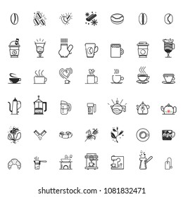 Coffee line Icons - Flat Doodle Style