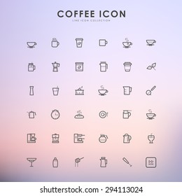 coffee line icons on gradient background