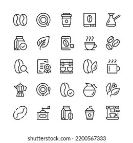 Coffee line icons. Outline symbols. Vector line icons set