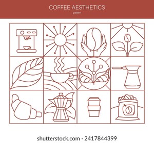 Coffee line icons set. Collection of vector symbols in trendy flat style on white background.