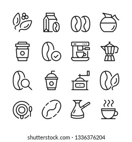 Coffee line icons set. Modern graphic design concepts, simple outline elements collection. Vector line icons