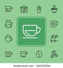Coffee line icons. Set of line icons on white background. Coffee cup, beans, kettle. Coffee concept. Vector illustration can be used for topics like kitchen, coffee house, cafe