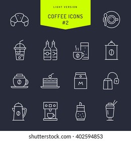 Coffee line light Icons Set 2