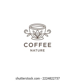 Coffee line logo icon design template flat vector