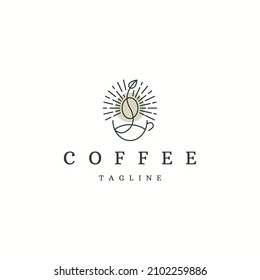 Coffee with line style logo icon design template flat vector