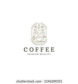 Coffee with line style logo icon design template flat vector