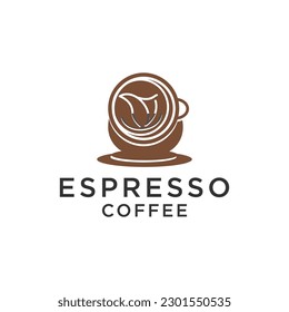Kaffee mit Logo-Design-Vorlage für Linie, flach Vektorgrafik