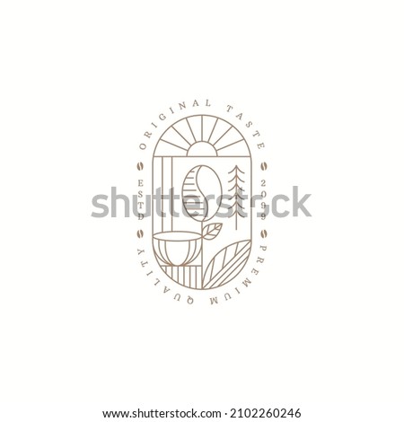 Coffee with line style logo icon design template flat vector