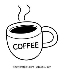 coffee line vector illustration,isolated on white background,top view