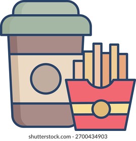 coffee linear color icon design