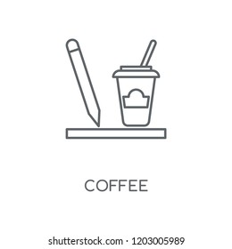 Coffee linear icon. Coffee concept stroke symbol design. Thin graphic elements vector illustration, outline pattern on a white background, eps 10.