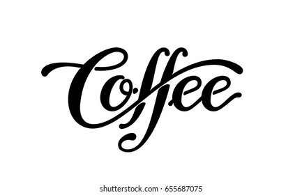 Coffee. Linear lettering isolated on white background. Eps8. RGB Global color