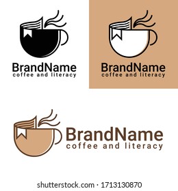 coffee and literacy logo template vector