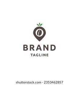 Plantilla de diseño del logotipo de localización del café vector plano