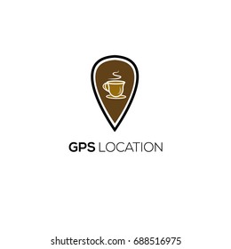 Coffee Location logo and Spot Pin design. Vector illustration